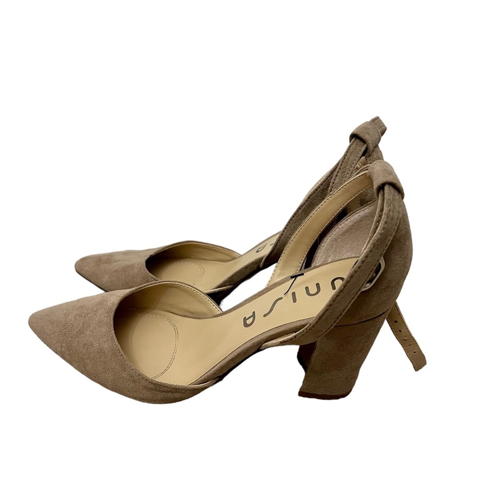 Unisa Taupe Suede Pointed-Toe Block Heels